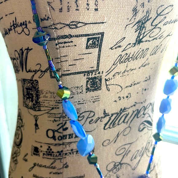 Vintage Cobalt and Black Art Deco Necklace with matching earrings - Picture 5 of 6